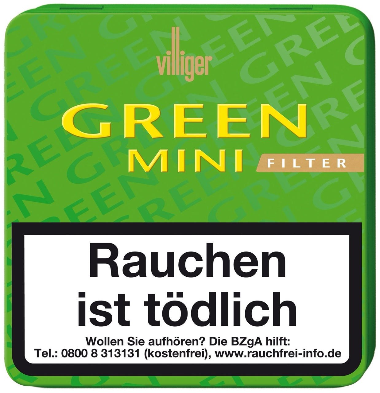 Villiger Green Mini Filter Cigarillos 20er, Caipirinha-Flavour, Schachtel frontal