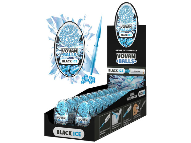 VOVAN Balls Black Ice 20x100er Sparpaket, Karton mit 20 Dosen Aromakugeln, große Vorratspackung