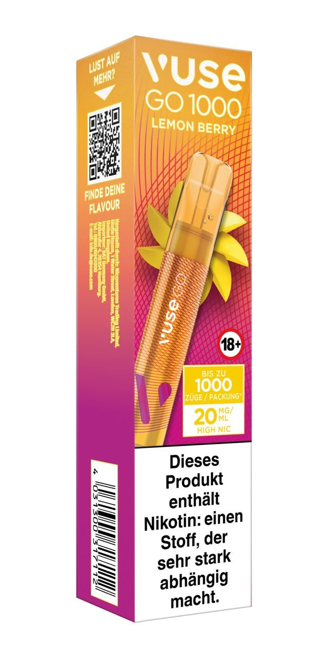Vuse Go 1000 Lemon Berry - Vape 20mg - Zitrone / Beeren - Smokeyz24