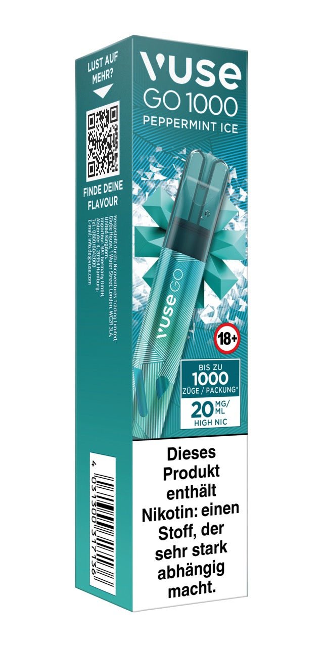 Vuse Go 1000 Peppermint Ice - Vape 20mg - Menthol - Smokeyz24