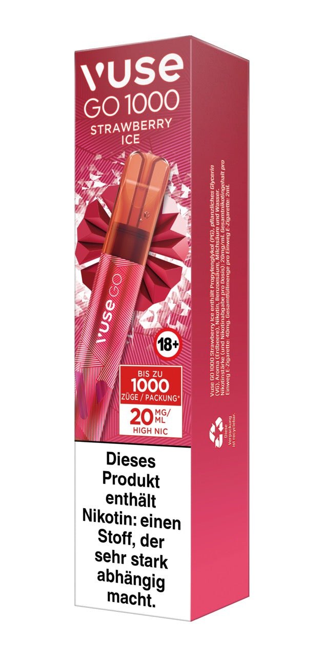 Vuse Go 1000 Strawberry Ice - Vape 20mg - Erdbeere - Smokeyz24