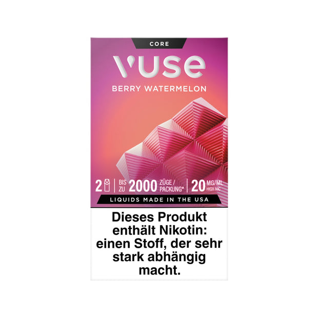 Vuse Pods Berry Watermelon 20mg neues Design 2024, Beere & Wassermelone, 2er Pack, Frontansicht, Smokeyz24.de