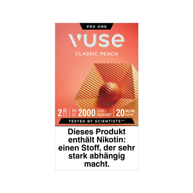 Vuse Pods Classic Peach 20mg 2er Pack von vorne