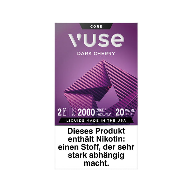 Vuse Pods Dark Cherry 20mg neues Design 2024, Kirsche, 2er Pack, Frontansicht, Smokeyz24.de