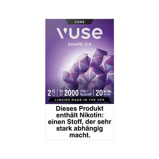 Vuse Pods Grape Ice 20mg neues Design 2024, Traube, 2er Pack, Frontansicht, Smokeyz24.de
