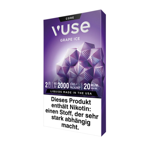 Vuse Pods Grape Ice 20mg neues Design 2024, Traube, Packung seitlich links, Smokeyz24.de