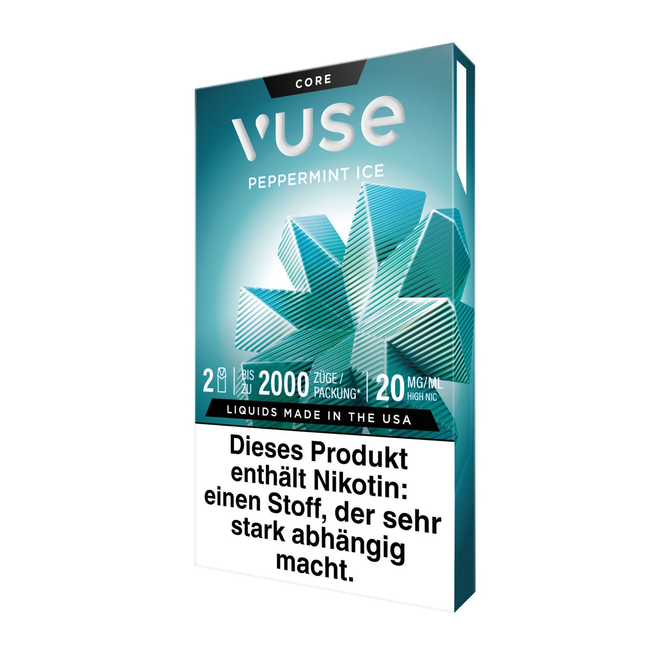 Vuse Pods Peppermint Ice 20mg neues Design 2024, Pfefferminze, Packung seitlich links, Smokeyz24.de