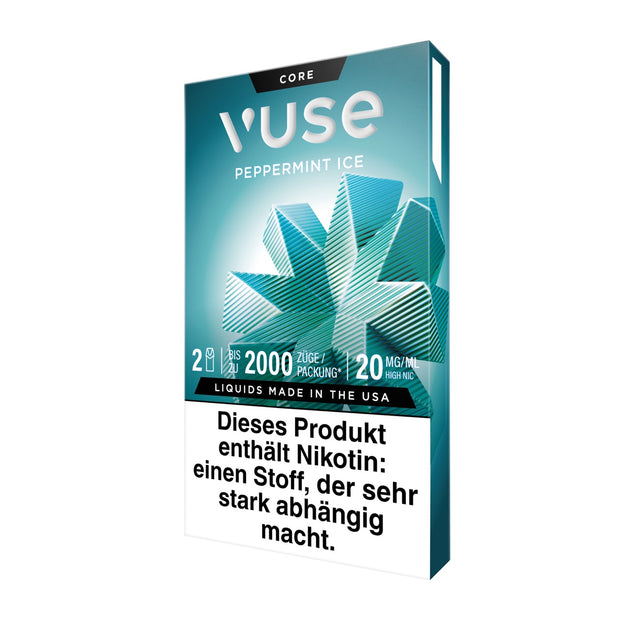 Vuse Pods Peppermint Ice 20mg neues Design 2024, Pfefferminze, Packung seitlich links, Smokeyz24.de