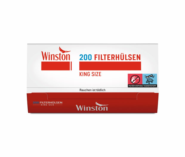 Winston King Size Hülsen 200er Packung, Filterhülsen für das Stopfen eigener Zigaretten, frontal fotografiert