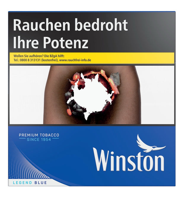 Winston Blue Zigarettenschachtel, frontal, 58 Stück, blau