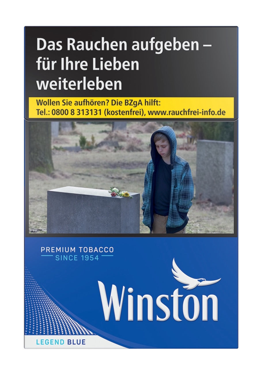 Schachtel Winston Blue Zigaretten einzeln frontal, blaues Design, 20 Stück