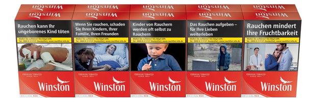 Winston Red Zigaretten Stange 10x20 Stück, rote Verpackung, frontal fotografiert