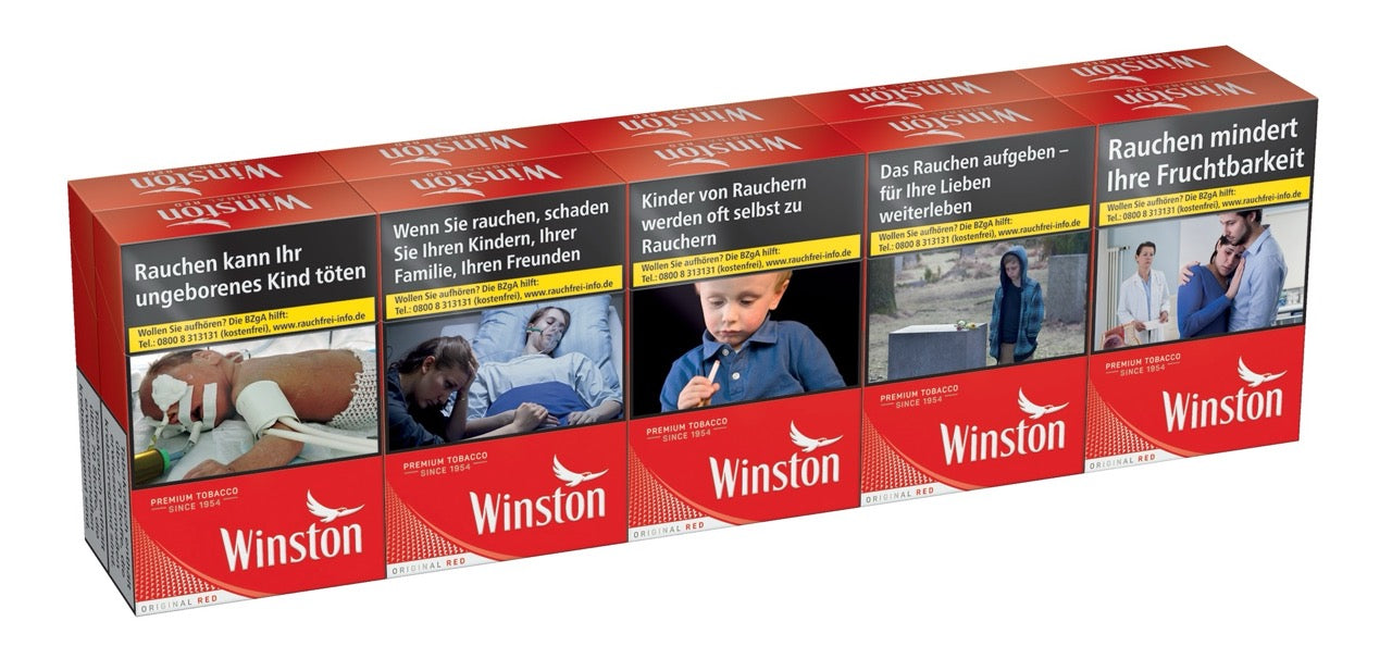 Winston Red Zigaretten Stange, leicht seitlich fotografiert, rotes Design