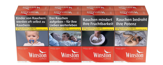 Winston Red Long Zigaretten Stange 8x28 Stück, langes Format, rote Verpackung, frontal
