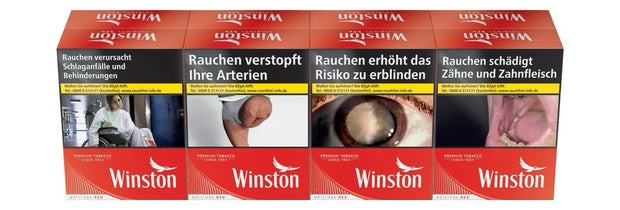 Winston Red Zigaretten Stange 8x26 Stück, rote Vorratspackung, frontal fotografiert