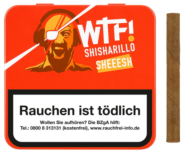 WTF! Shisharillo Sheeesh 20er Box in Orange mit einem Shisharillo daneben