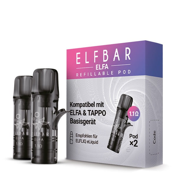 Elfa Refillable Pods – Verpackung mit zwei wiederbefüllbaren Leerpods für Elfa & Lost Mary