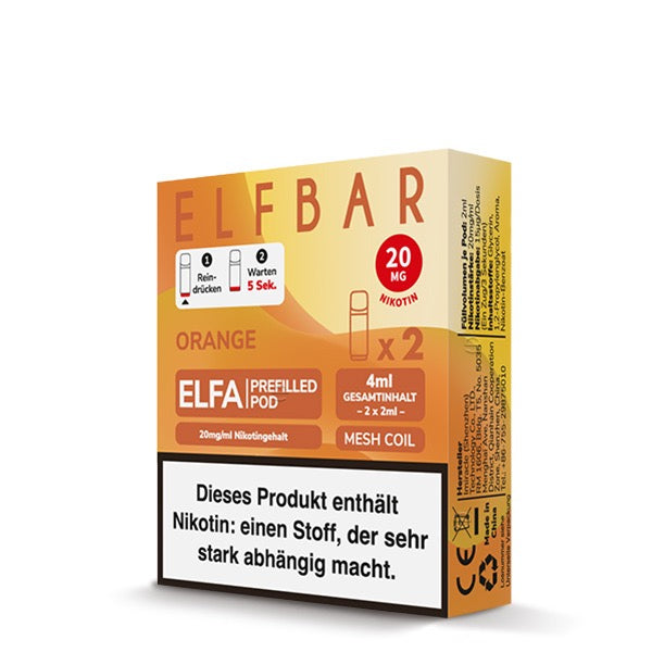 Elfa Pod Orange 20mg – 2er-Pack von Elfbar Umverpackung