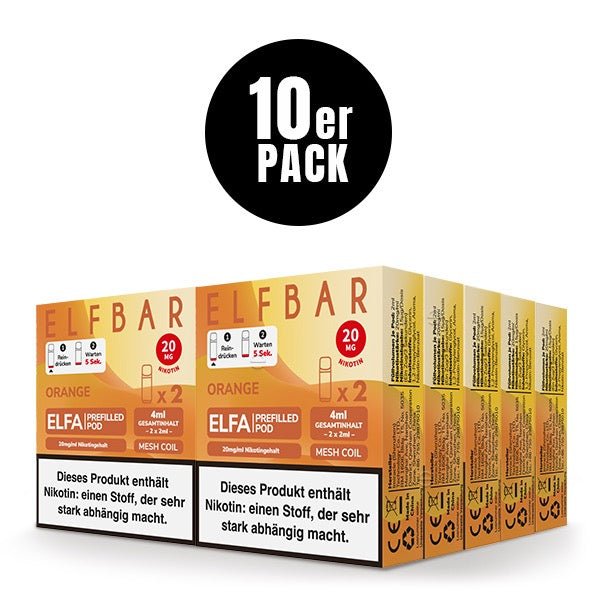 Elfbar ELFA Pods Orange 20mg 10x Sparpaket, zehn 2er Packungen, Orange Pods für Elfa System, Smokeyz24.de