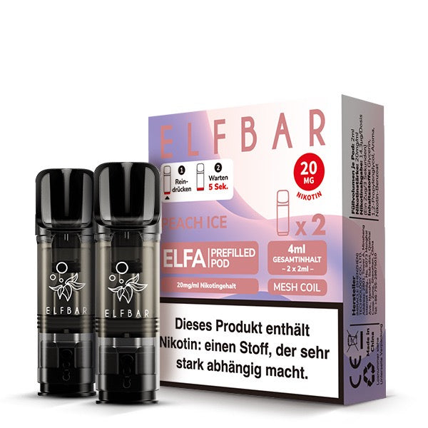 Elfa Pod Peach Ice 20mg – 2er-Pack von Elfbar, süßer Pfirsich mit Cooling-Effekt