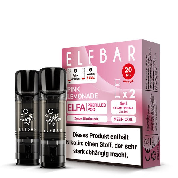 Elfa Pod Pink Lemonade 20mg – 2er-Pack von Elfbar, erfrischende Zitronenlimonade mit fruchtigen Beeren