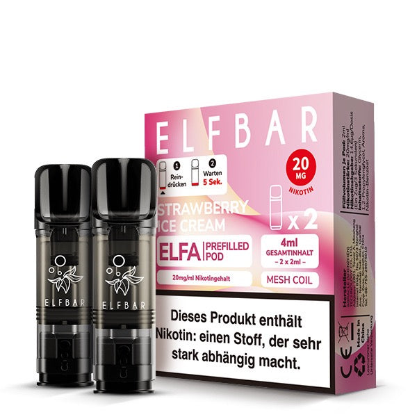Elfa Pod Strawberry Ice Cream 20mg – 2er-Pack von Elfbar, cremig-süßer Erdbeer-Vanille-Geschmack