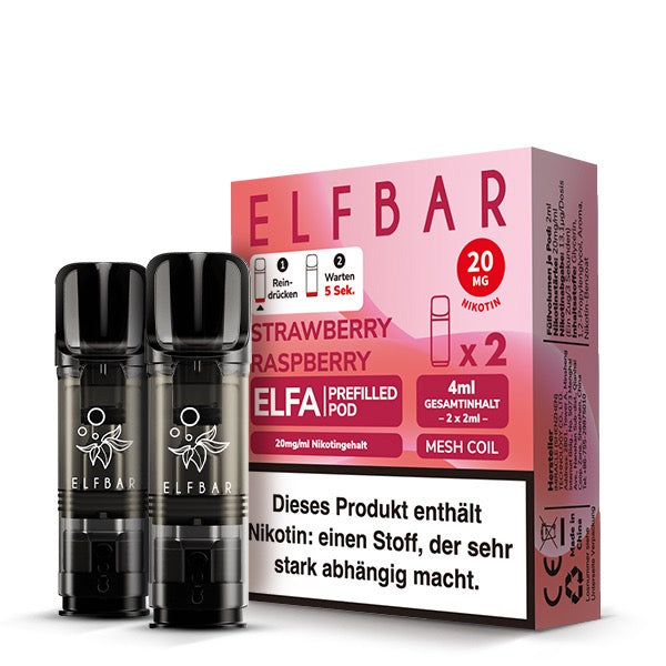 Elfa Pod Strawberry Raspberry 20mg – 2er-Pack von Elfbar mit intensiver Erdbeer-Himbeer-Note