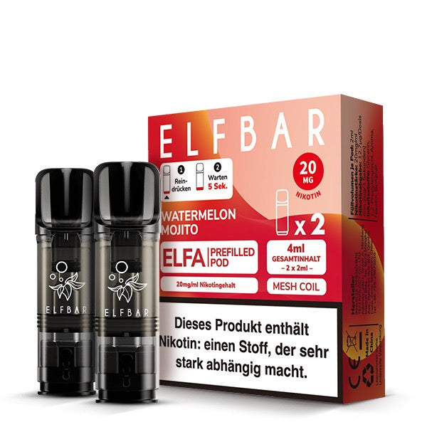 Elfa Pod Watermelon Mojito 20mg – Packung mit 2 Pods, kompatibel mit Elfa & Lost Mary Tappo