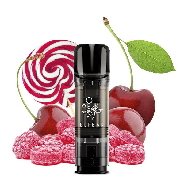 Elfa Pod Cherry 0mg – Einzelner Pod mit Kirschen im Hintergrund