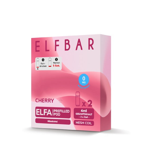 Elfa Pod Cherry 0mg – 2er Pack, passend für Elfa, Elfa Turbo & Lost Mary Tappo