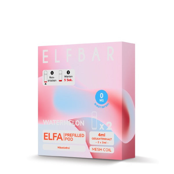 Elfa Pod Watermelon 0mg – 2er Pack, kompatibel mit Elfa, Elfa Turbo & Lost Mary Tappo