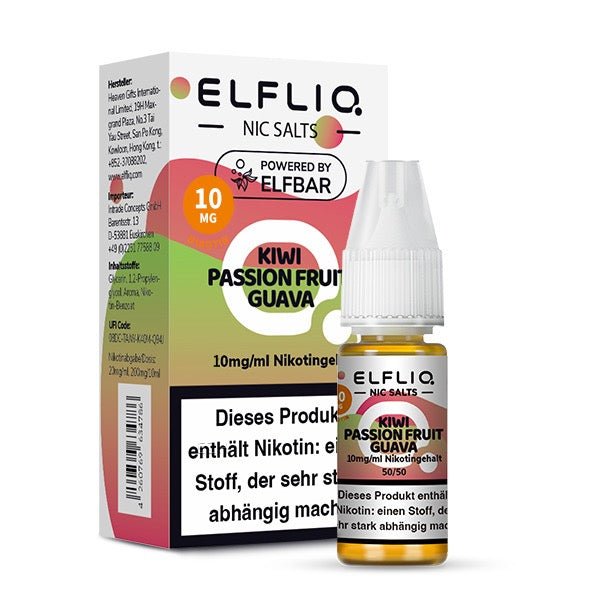 Elfliq Kiwi Passionfruit Guava 10mg Liquid mit Verpackung