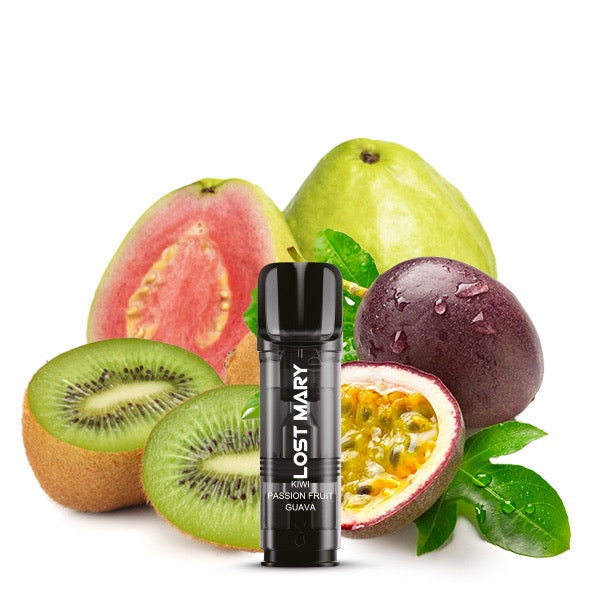 Lost Mary Tappo Pods Kiwi Passion Fruit Guava – tropisches Aroma für intensiven Geschmack - Bilder von Früchten