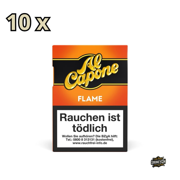 Al Capone Pockets Flame Filter 10x18er – Vorderansicht des Vorratsgebindes mit klassischem Al-Capone-Design