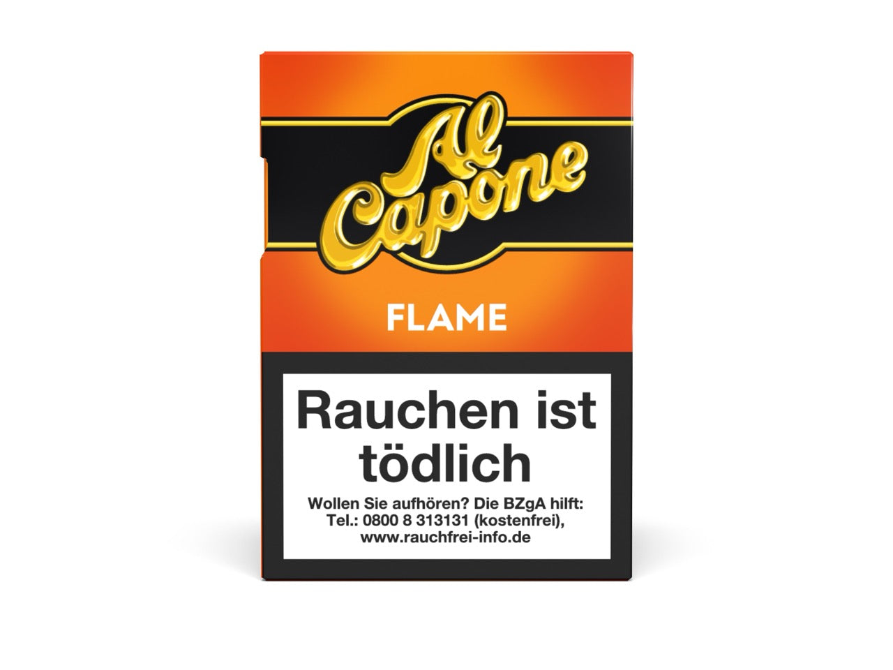 Al Capone Pockets Flame Filter Zigarillos 18er – Vorderseite der Verpackung im ikonischen Al-Capone-Design