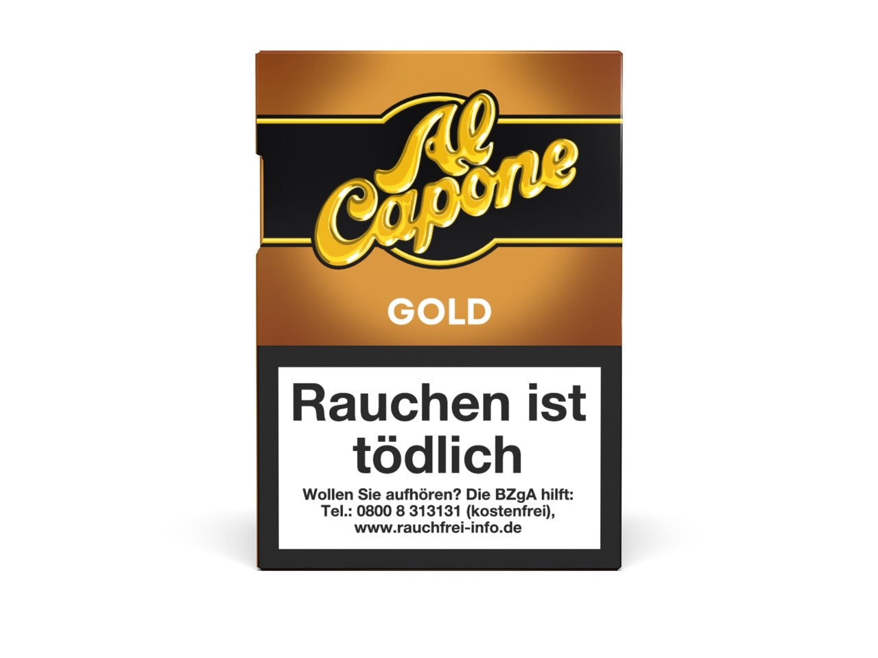 Al Capone Pockets Gold Filter Zigarillos 18er – Packung von vorne mit elegantem Design
