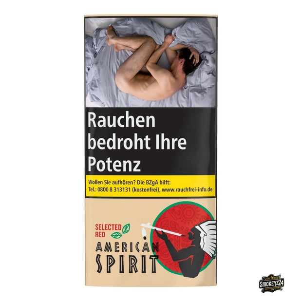 American Spirit Selected Red Drehtabak 30g Pouch – Frontalansicht mit Warnhinweis und rotem Logo