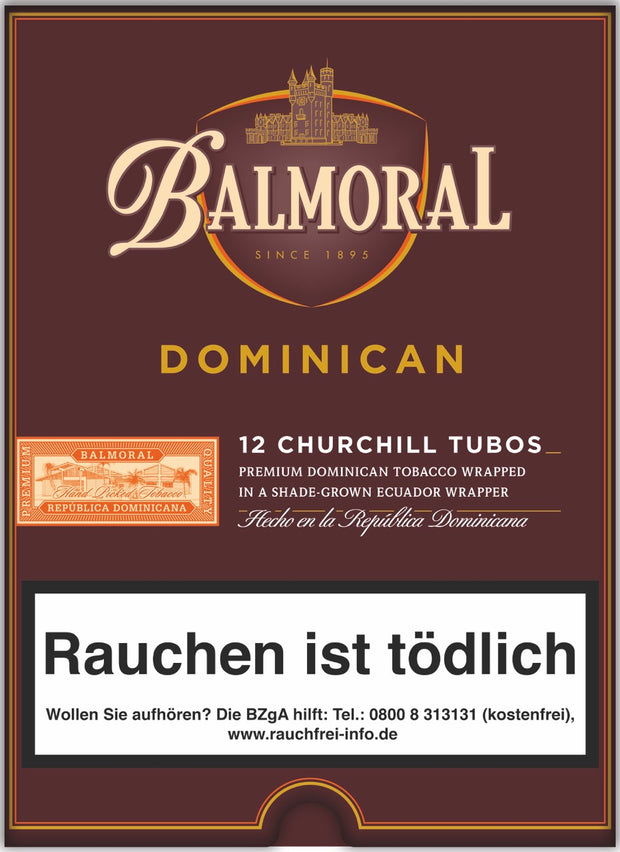 Balmoral Dominican Churchill Tubo Zigarren – 12er Originalverpackung, luxuriös präsentiert