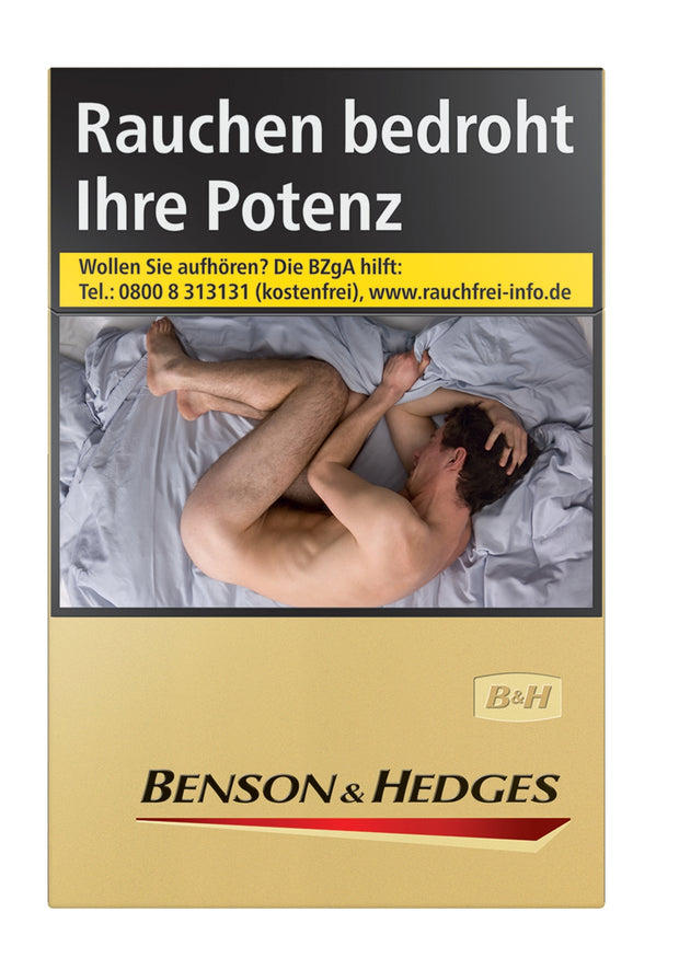 Benson & Hedges Gold Zigaretten Einzelpackung, King Size Format, frontal, hochwertige Filterzigaretten
