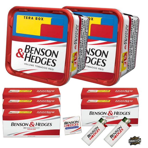 Benson & Hedges Volume Red Tera Box Bundle mit Hülsen, Feuerzeugen und Tabakerfrischer