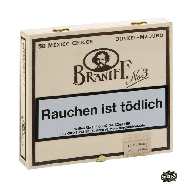 Braniff No. 3 Chicos Cigarillos – 50er Packung frontal aufgestellt