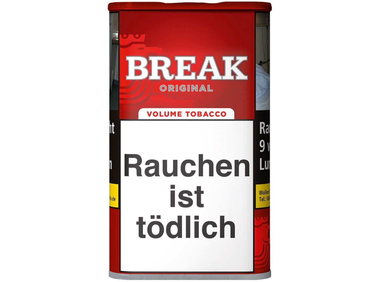 Break Original Red Stopftabak 55g Dose, Volumentabak rot, frontal fotografiert