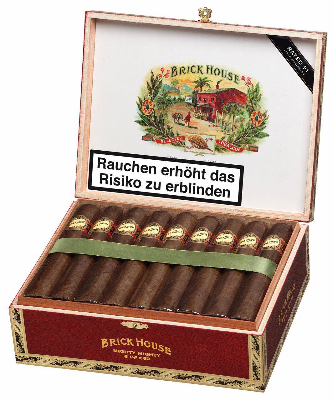 Brick House Mighty Mighty 25er-Kiste – geöffnete Zigarrenschachtel mit 25 handgerollten Longfiller-Zigarren