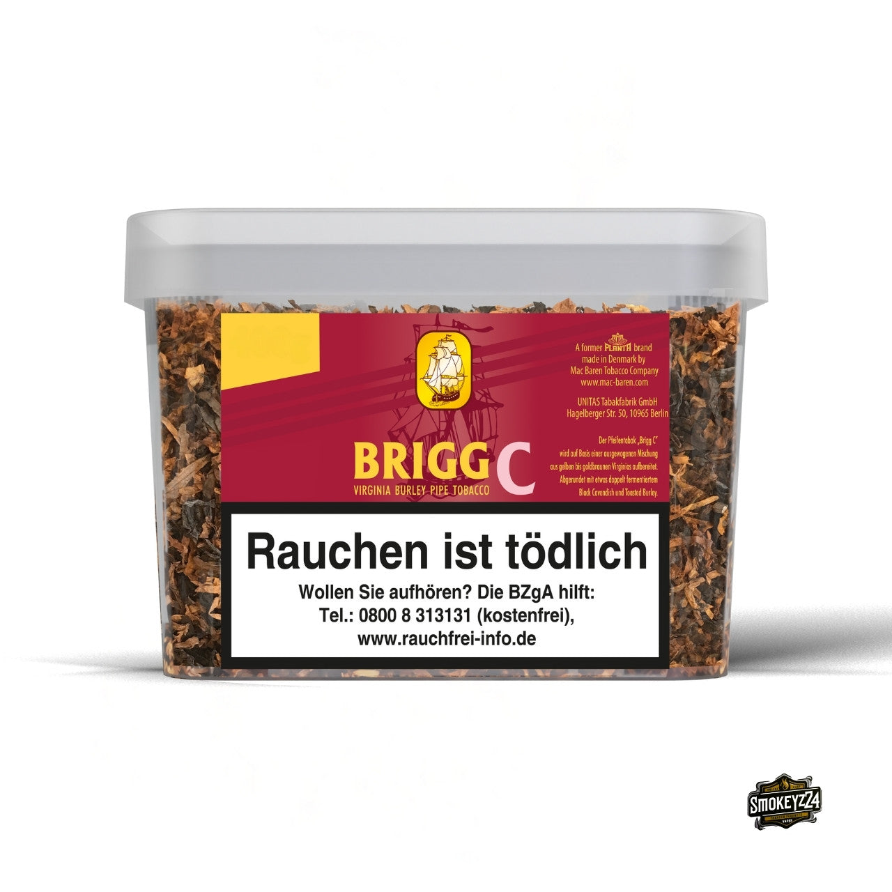 Brigg C Pfeifentabak 350g Box – große Vorratsbox, aromatisch mit Kirscharoma, Virginia, Burley & Black Cavendish, locker geschnitten
