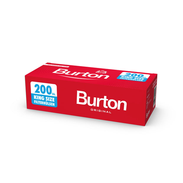 Burton King Size Filterhülsen 200 Stück – hochwertige Zigarettenhülsen vom Hersteller von Eicken, ideal zum Stopfen