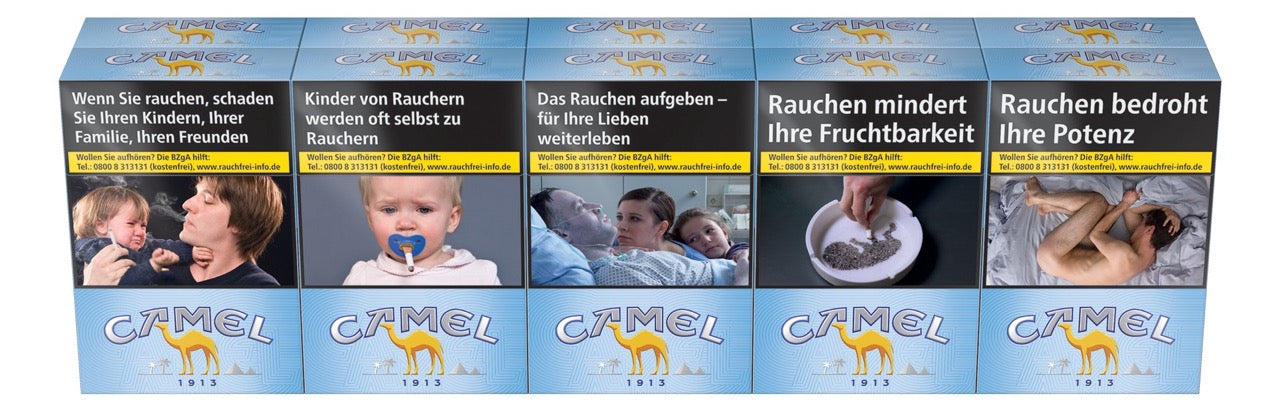 Camel Blue Zigaretten Stange 10x20 – frontal fotografiert, klassisch blaues Design