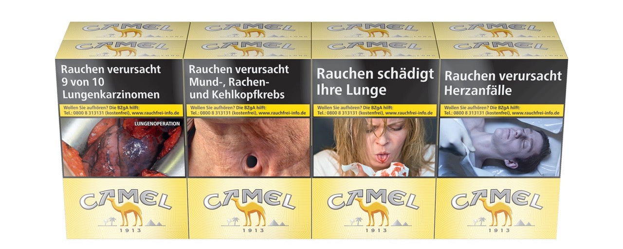 Camel Yellow long Zigaretten 8x30 Stange – Langformat 100er, frontal fotografiert