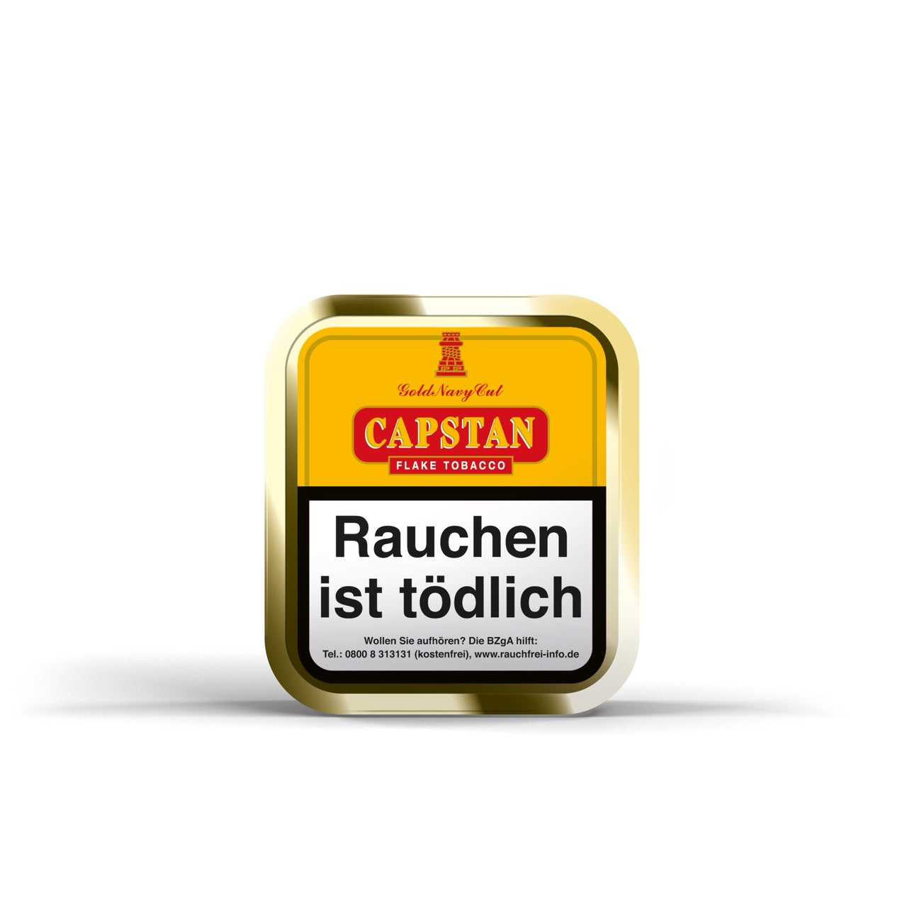 Capstan Navy Cut Gold 50g Dose – milder Virginia Flake, süß-zitrusfruchtig, traditionell, Mac Baren, Pfeifentabak, Flake Cut