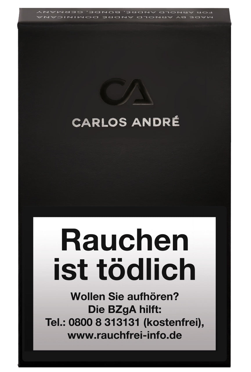 Carlos Andre Black Club Cigarillos Etui, geschlossen, schwarze Zigarrillos-Schachtel im Premium-Design
