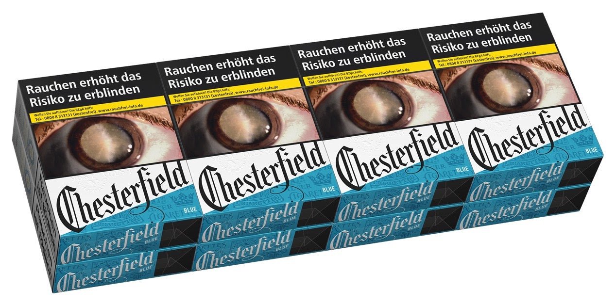 Chesterfield Blue Zigaretten Stange – 8 Packungen à 26 Zigaretten im XL-Format, blaues Design